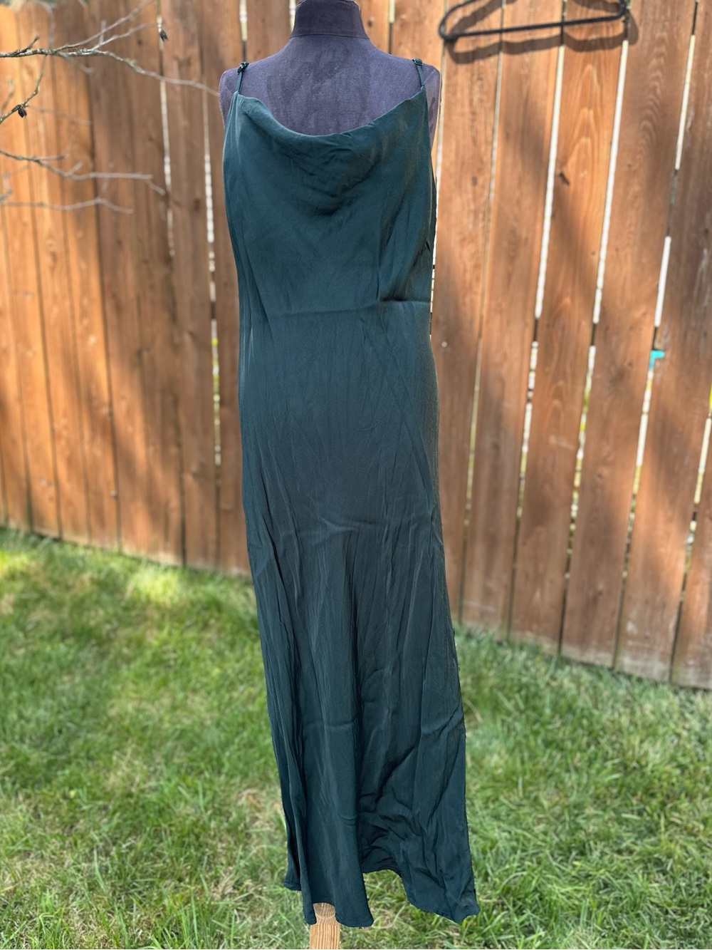 Zara Dark Forest Green Cowl Slip Maxi Dress